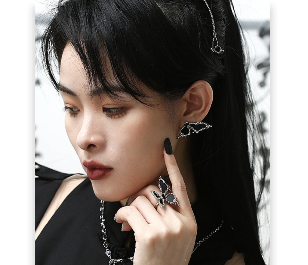 Midnight Butterfly Silhouette Earrings