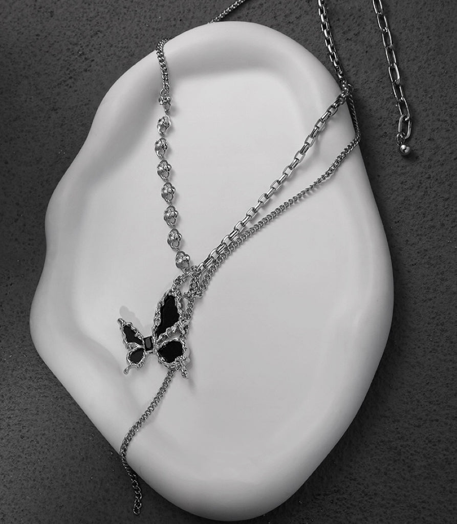 Cascading Butterfly Charm Necklace