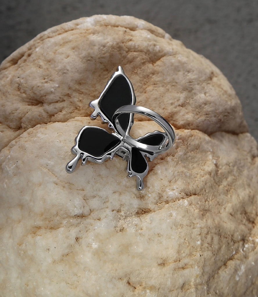 Noir Butterfly Statement Ring