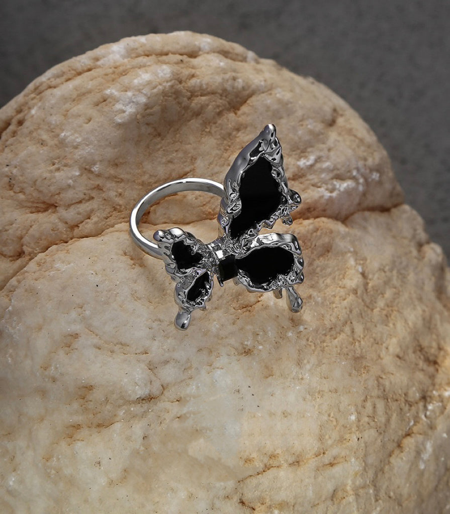 Noir Butterfly Statement Ring
